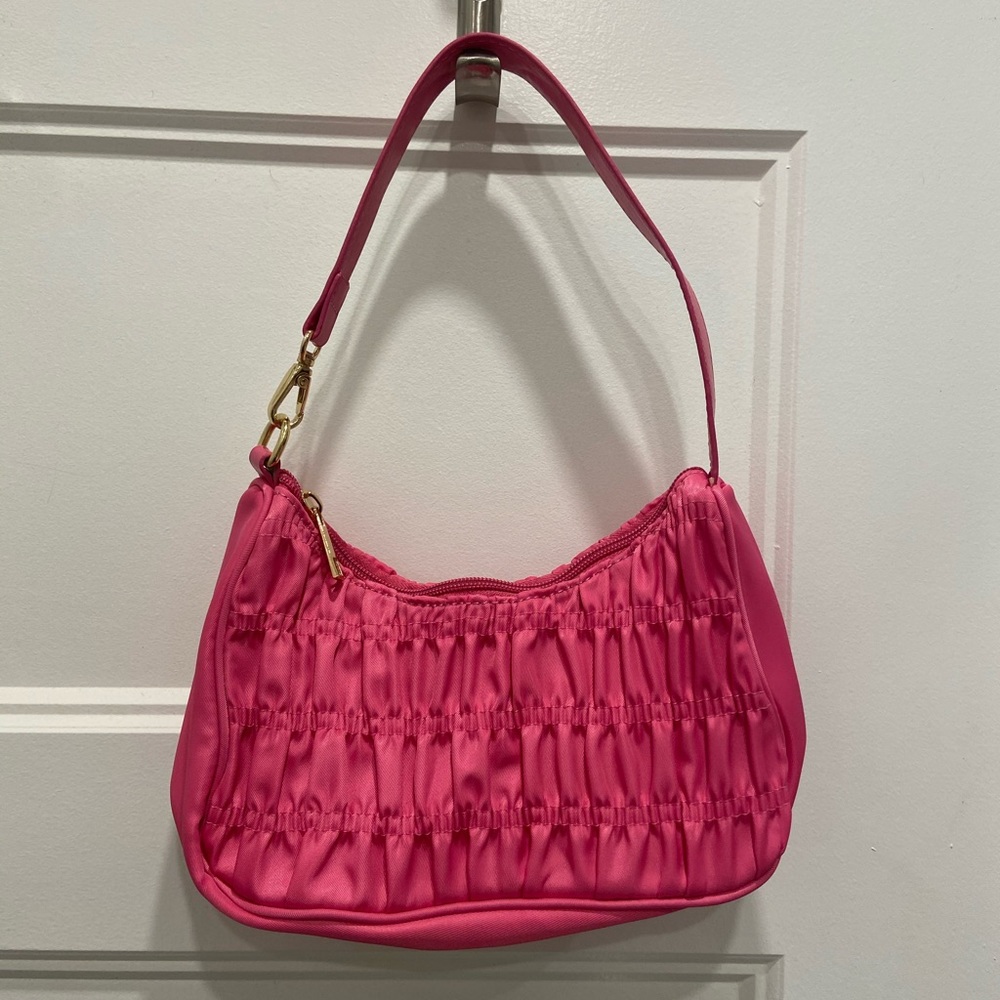 pink canvas shoulder bag